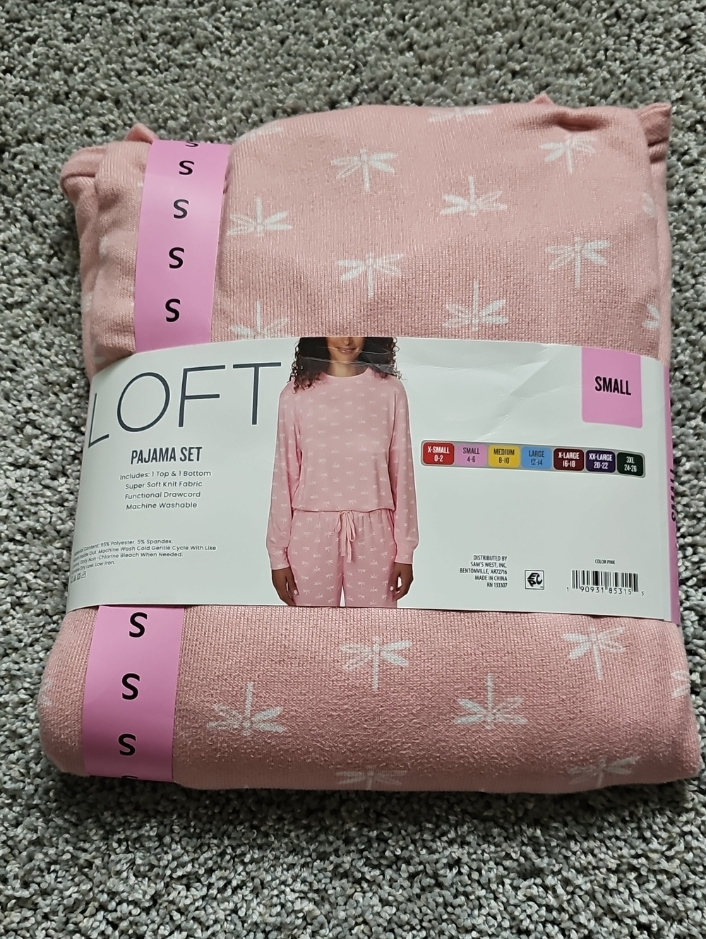 LOFT Women's Pink Dragonfly Pajama Set